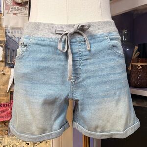 Justice Light Wash Denim Drawstring Shorts